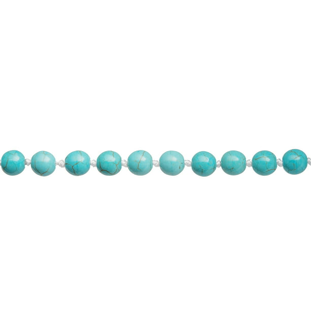 80 Inch Long Genuine 8mm Natural Turquoise Bead Stranded Necklace
